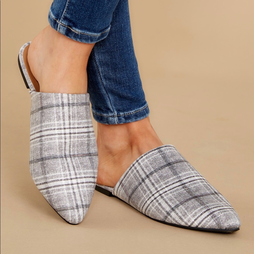 Plaid Mule Slip-Ons NWT